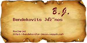 Bendekovits János névjegykártya