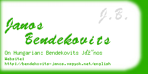 janos bendekovits business card